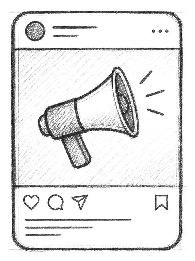 Social Media Promo sketch icon